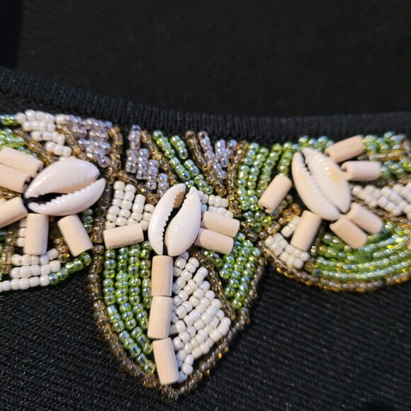 Vintage 90s Y2K Coastal Seashell and Bead Embellished Sweater Sz L - Picture 2 of 7